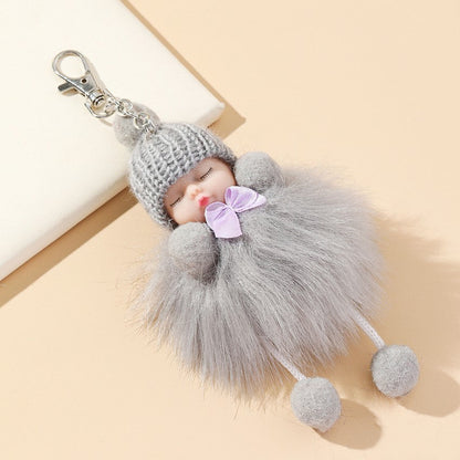 Zinc Alloy Cute Plush Doll Keychain