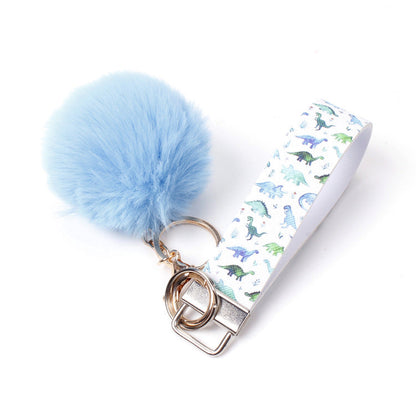 10pcs PU Leather Fur Ball Keychain