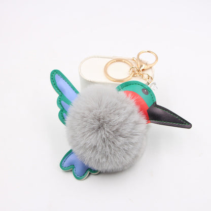 Woodpecker Hair Ball Keychain