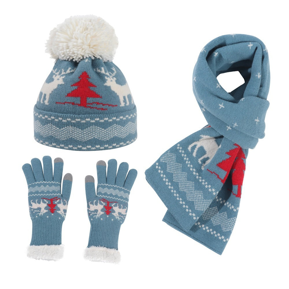 Wholesale Winter Ladies Christmas Knitted Hat Gloves Scarf Set