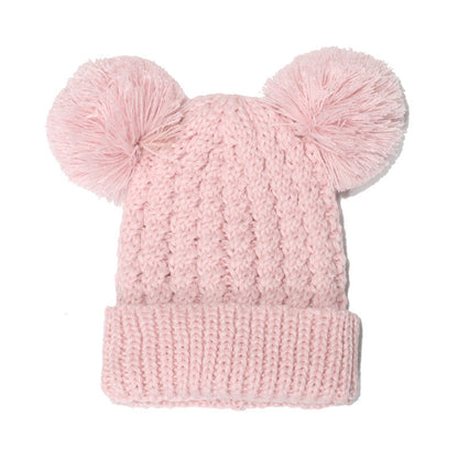 Wholesale Winter Warm Cute Double Ball Children's Acrylic Beanie