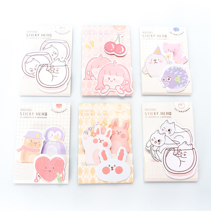 10pcs Cartoon Cute Creative Student Sticky Notes