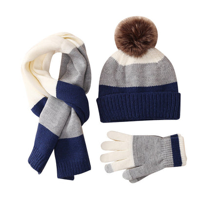 Wholesale Winter Children's Warm Plus Fleece Knitted Hat Gloves and Scarf Set