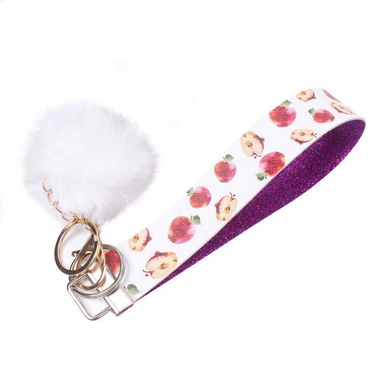 10pcs PU Leather Fur Ball Keychain