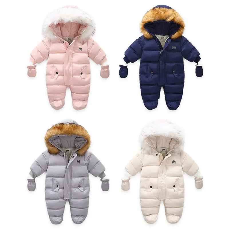 Winter Baby Jumpsuit: Warm Hooded Fleece Rompers