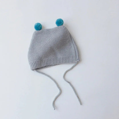 Winter Cartoon Baby Knit Hat - Solid Color Ear Protection Cap