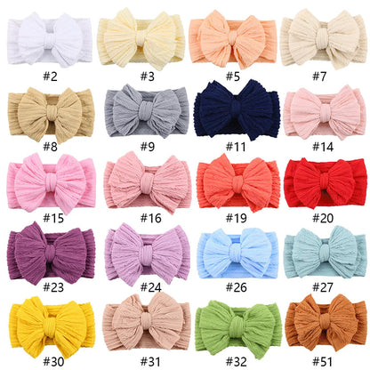 20Pcs Solid Cable Bow Baby Headbands