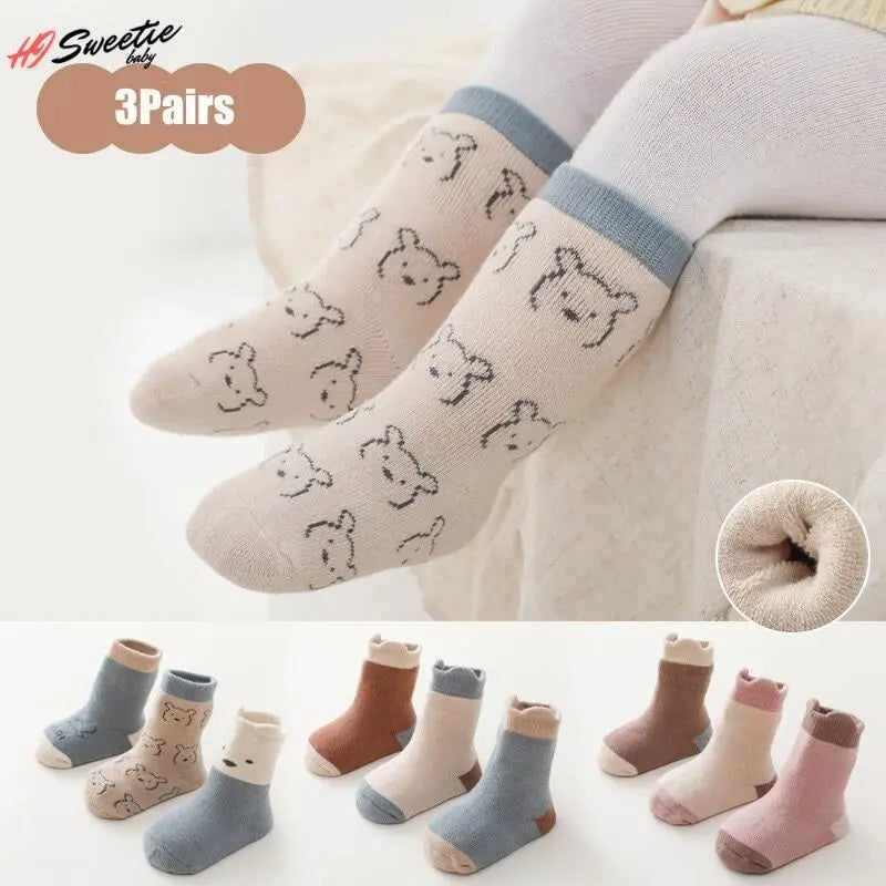 3 Pairs/Set Thick Warm Baby Socks in Autumn/Winter