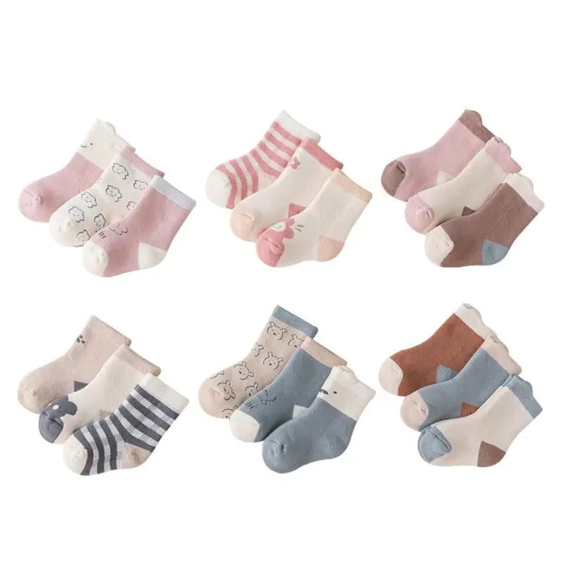 3 Pairs/Set Thick Warm Baby Socks in Autumn/Winter