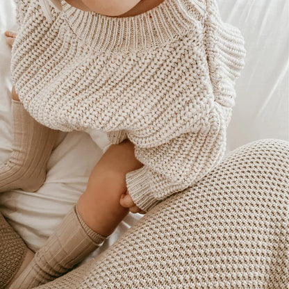 Winter Cotton Sweatersuit for Children - Casual Cable Knit Baby Sweater