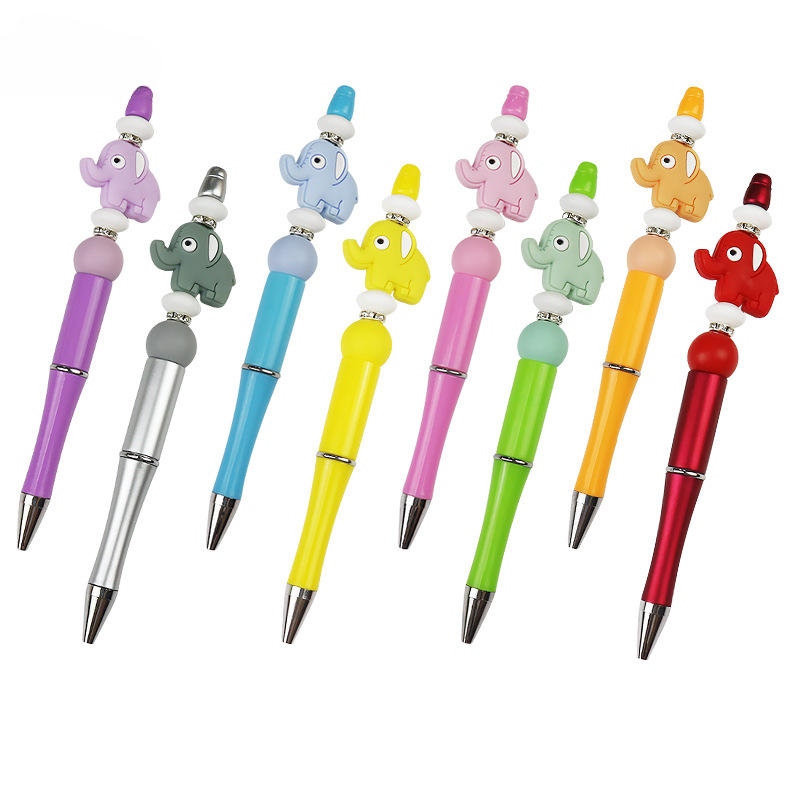 10pcs/pack DIY Handmade Cartoon Elephant Silicone Bead Pen