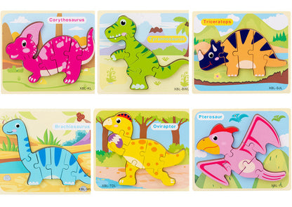 Wooden Dinosaur 3D Puzzle Jigsaw Set for Kids