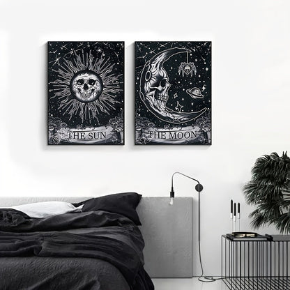 2 piece set Sun & Moon Posters on Canvas