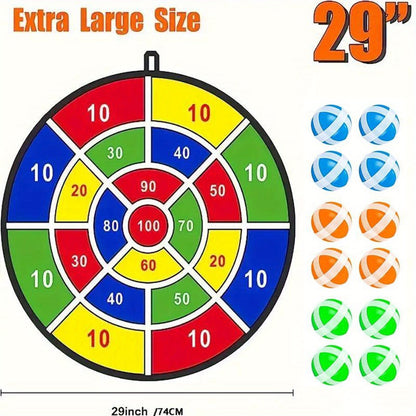 29" Large Dart Board Double-Sided Dart Board With Sticky Balls And Darts, Indoor/Outdoor Sport Fun Party Play Game Toys, Gifts For Boys Girls