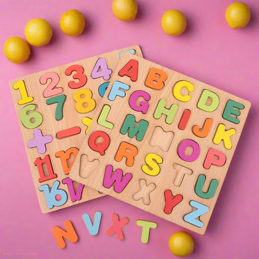 Wooden Numeric Alphabet Puzzle Toy