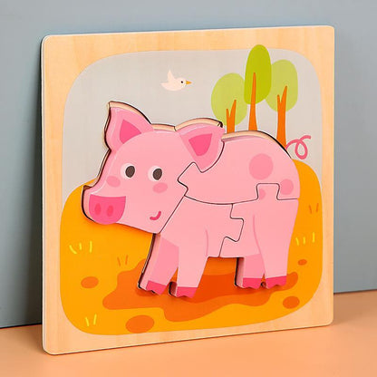 Wooden children cartoon three-dimensional jigsaw puzzle