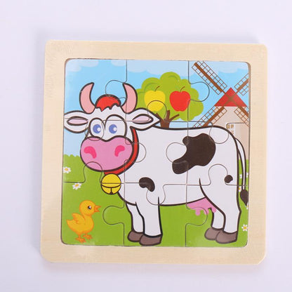 Wooden Children Cartoon Early Education Puzzle Toy