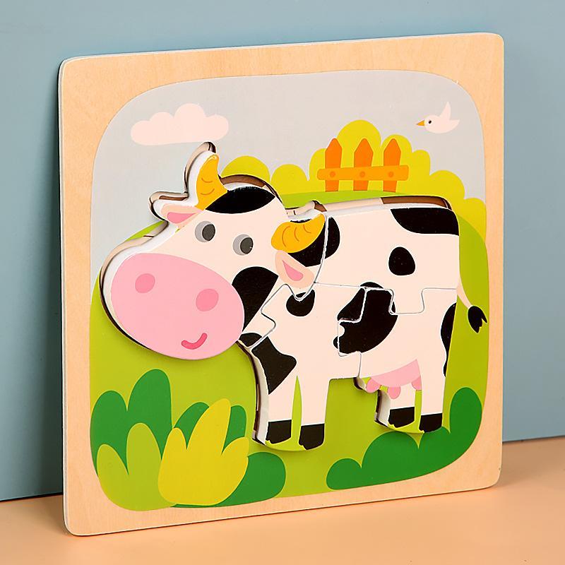 Wooden children cartoon three-dimensional jigsaw puzzle