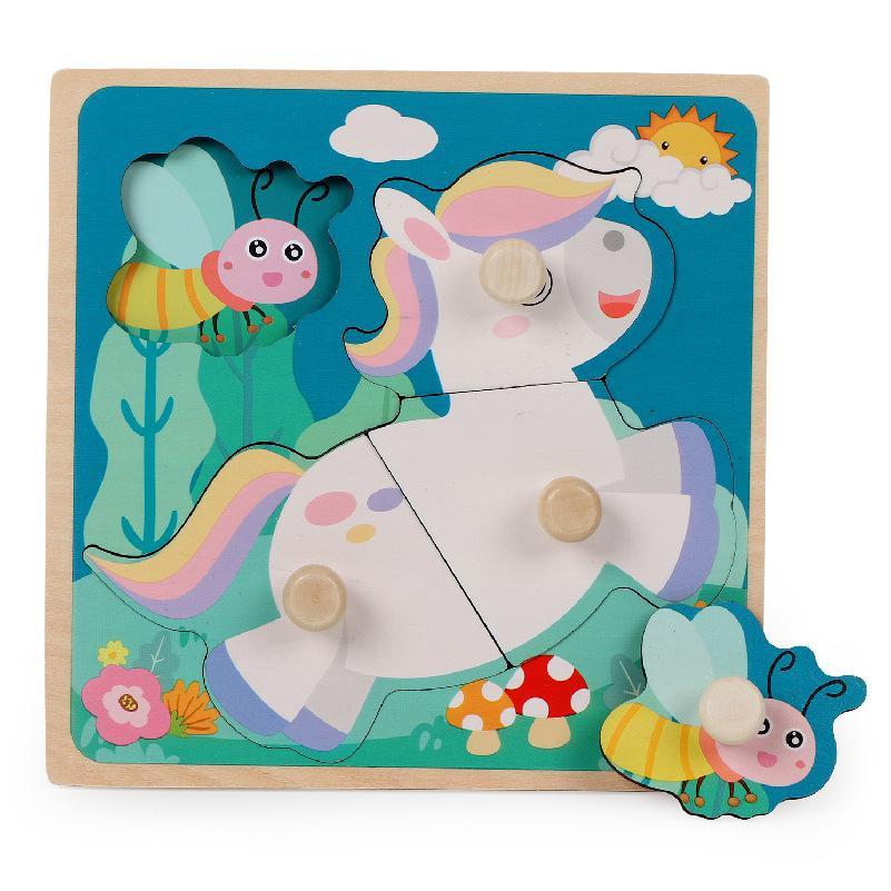 Wooden Children's Nail Hand Grab Board Jigsaw Puzzle Toy