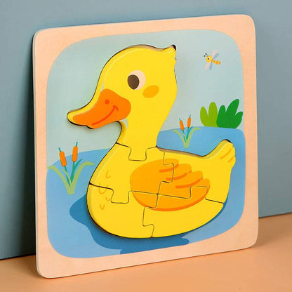 Wooden Children Cartoon Three-dimensional Puzzle Toy