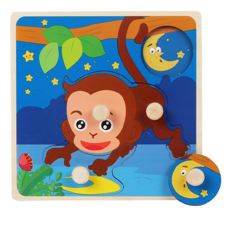 Wooden Children's Nail Hand Grab Board Jigsaw Puzzle Toy