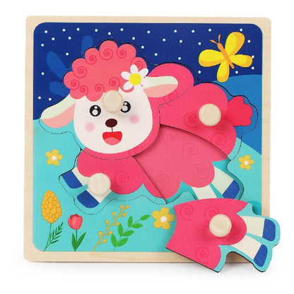 Wooden Children's Nail Hand Grab Board Jigsaw Puzzle Toy