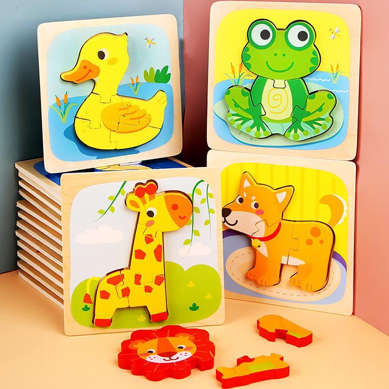 Wooden Children Cartoon Three-dimensional Puzzle Toy