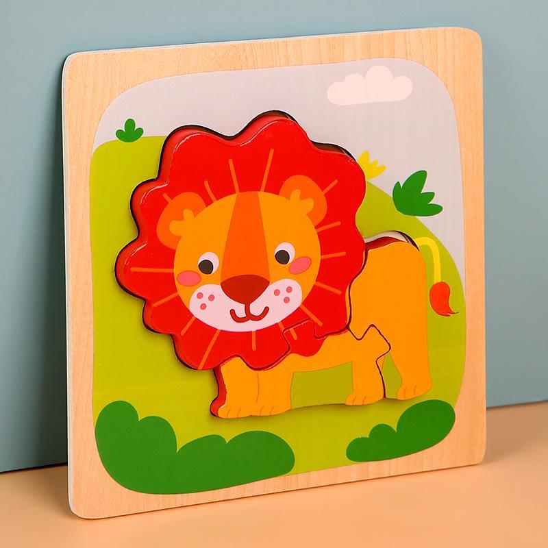 Wooden Children Cartoon Three-dimensional Puzzle Toy