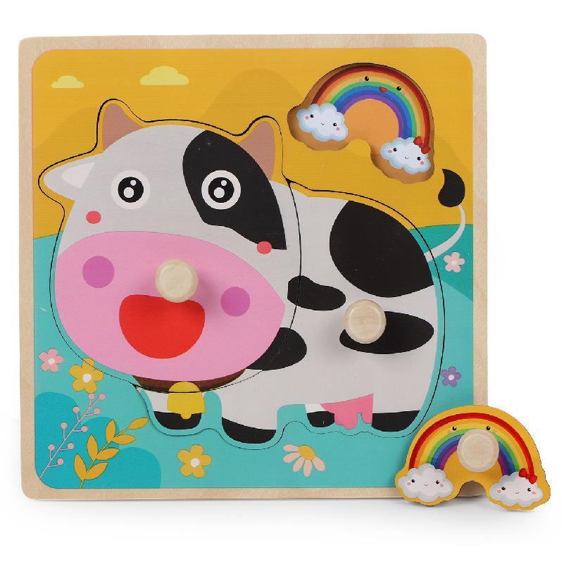 Wooden Children's Nail Hand Grab Board Jigsaw Puzzle Toy