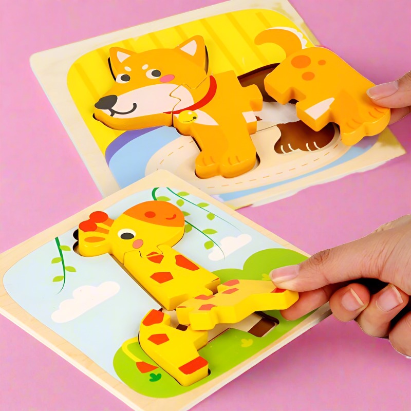 Wooden children cartoon three-dimensional jigsaw puzzle