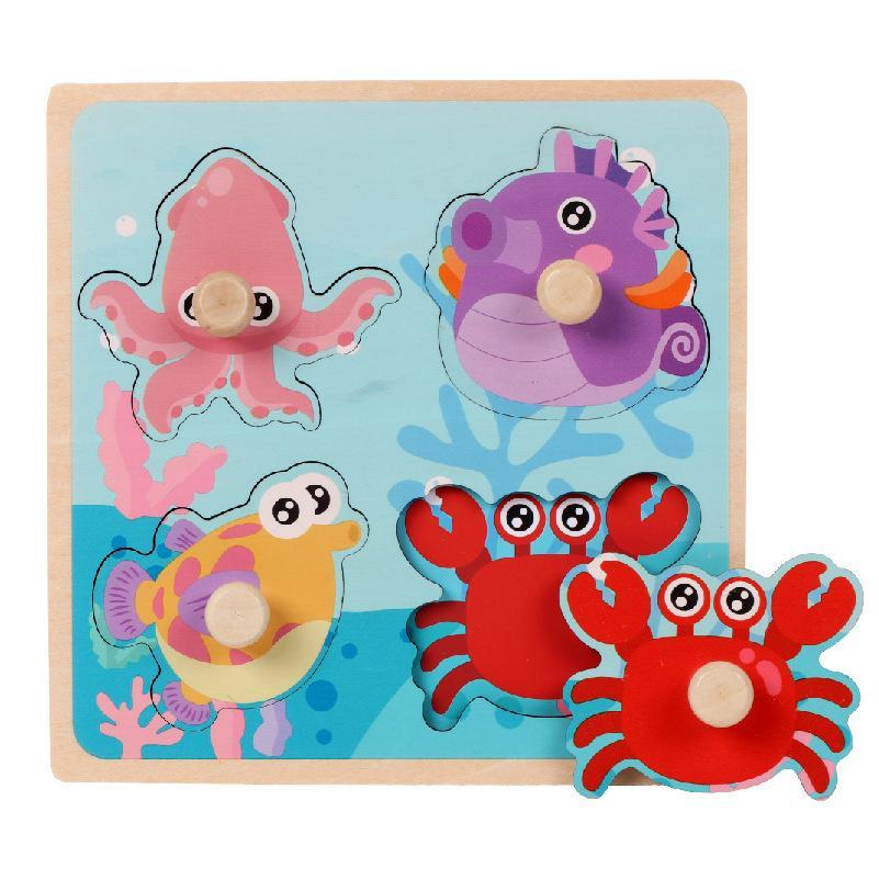 Wooden Children's Nail Hand Grab Board Jigsaw Puzzle Toy