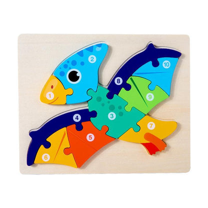 Wooden 3D Buckle Dinosaur Puzzle Toy