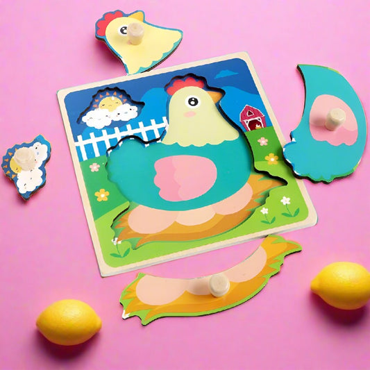 Wooden Children's Nail Hand Grab Board Jigsaw Puzzle Toy