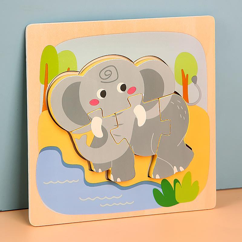 Wooden Children Cartoon Three-dimensional Puzzle Toy