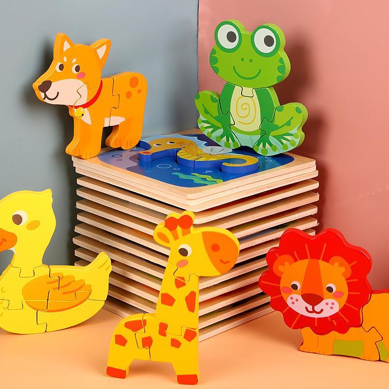 Wooden Children Cartoon Three-dimensional Puzzle Toy