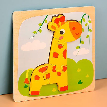 Wooden Children Cartoon Three-dimensional Puzzle Toy