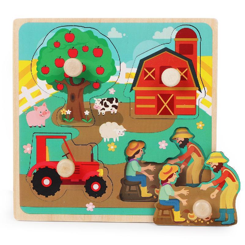 Wooden Children's Nail Hand Grab Board Jigsaw Puzzle Toy