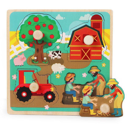 Wooden Children's Nail Hand Grab Board Jigsaw Puzzle Toy