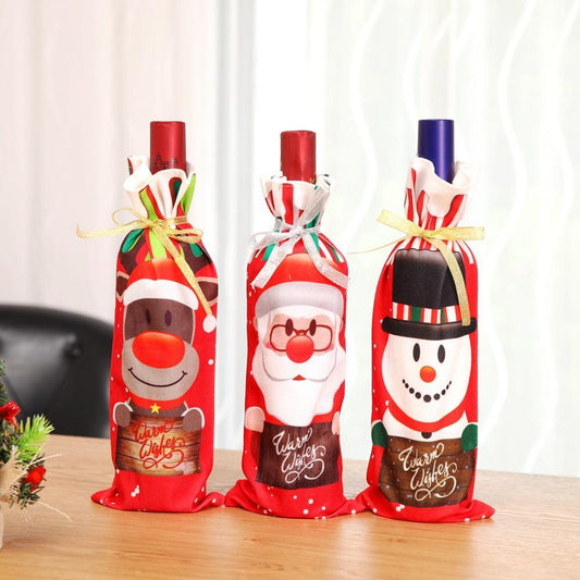 Christmas Decorations Red Wine Bottle Cover Party Supplies