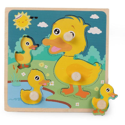 Wooden Children's Nail Hand Grab Board Jigsaw Puzzle Toy