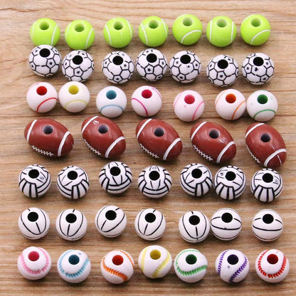 10 Pcs DIY Handmade Large Hole Beads,Basketball Football