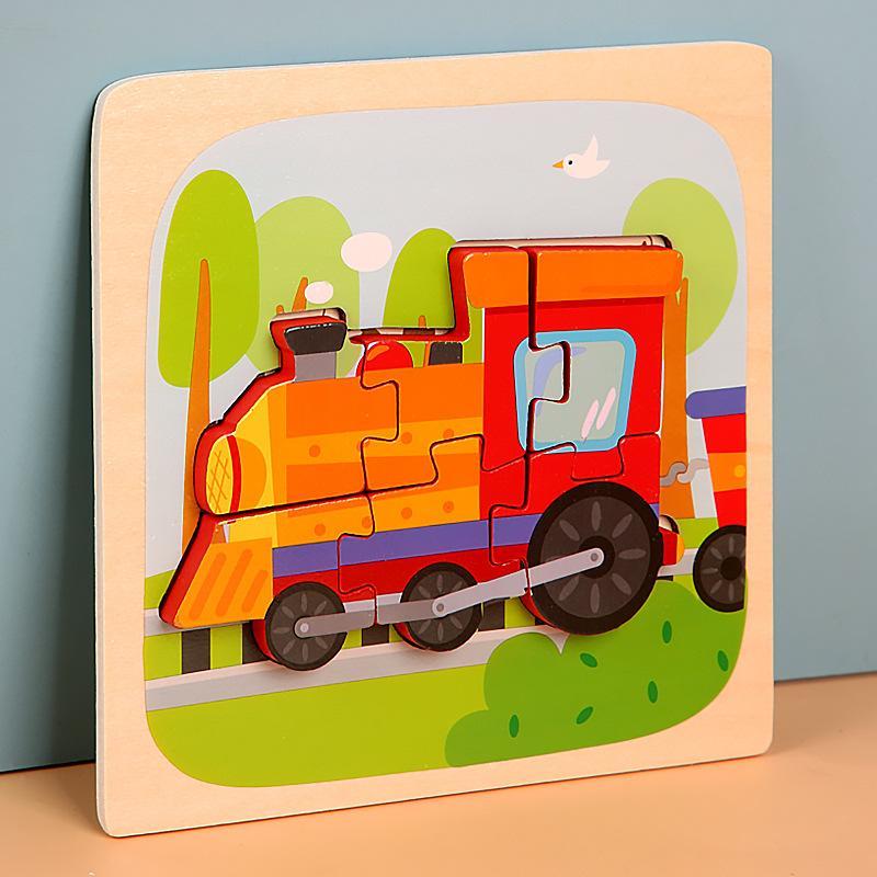 Wooden Children Cartoon Three-dimensional Puzzle Toy