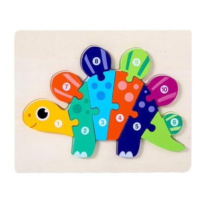 Wooden 3D Buckle Dinosaur Puzzle Toy