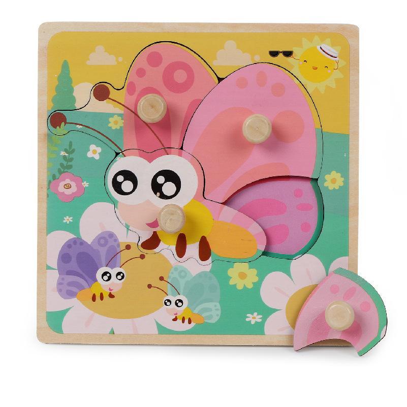 Wooden Children's Nail Hand Grab Board Jigsaw Puzzle Toy