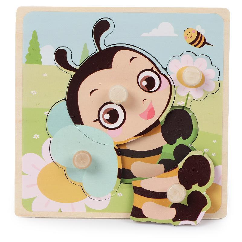 Wooden Children's Nail Hand Grab Board Jigsaw Puzzle Toy