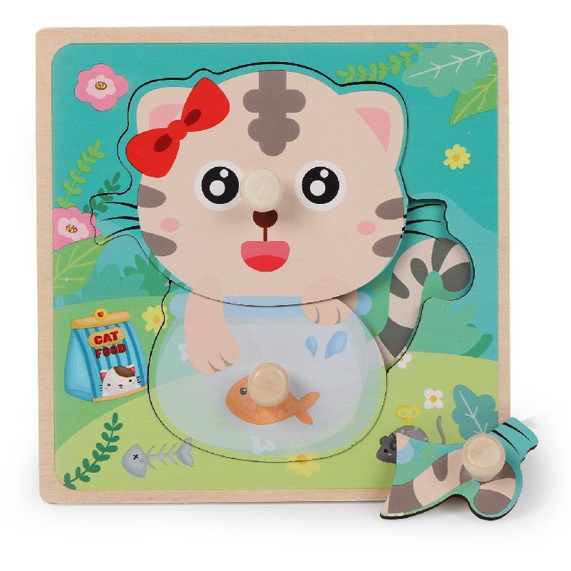 Wooden Children's Nail Hand Grab Board Jigsaw Puzzle Toy