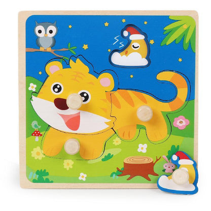 Wooden Children's Nail Hand Grab Board Jigsaw Puzzle Toy