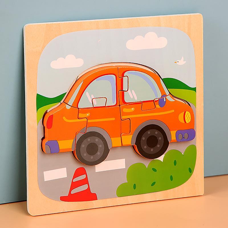 Wooden Children Cartoon Three-dimensional Puzzle Toy