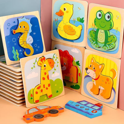 Wooden children cartoon three-dimensional jigsaw puzzle