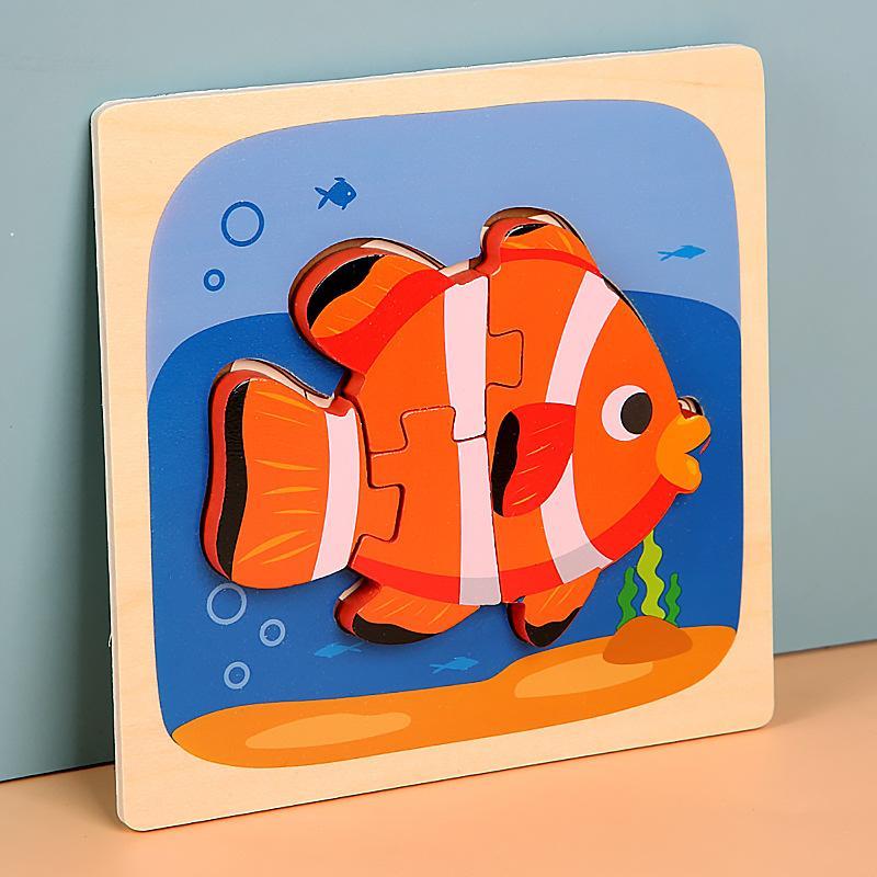 Wooden Children Cartoon Three-dimensional Puzzle Toy